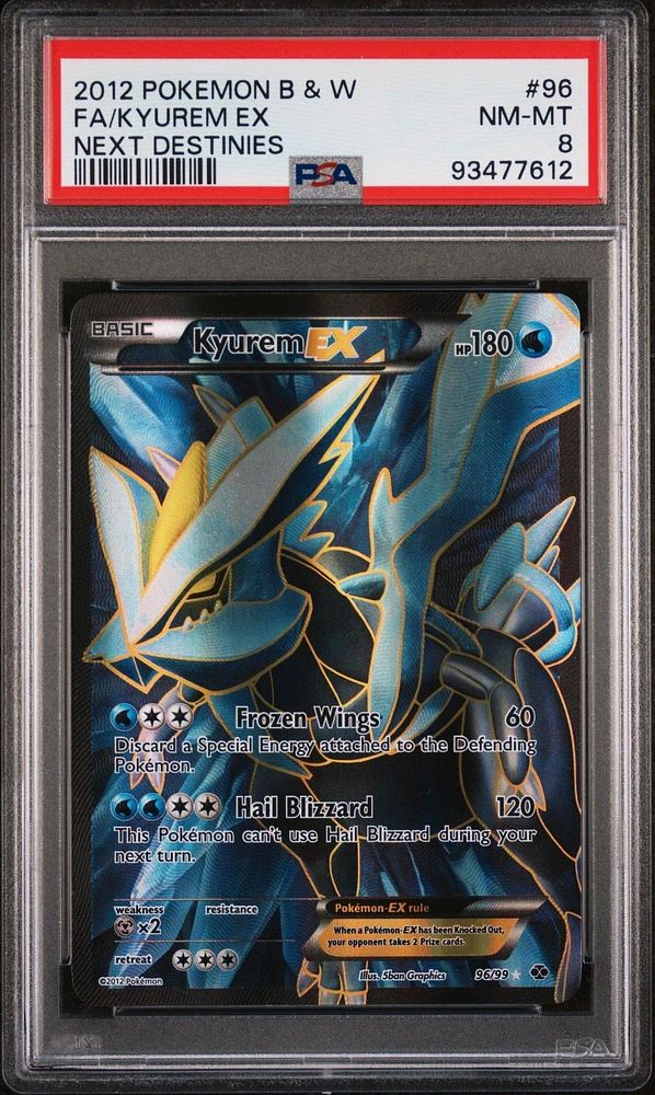 2012 Pokemon Black & White Next Destinies 96 Full Art/kyurem Ex PSA 8