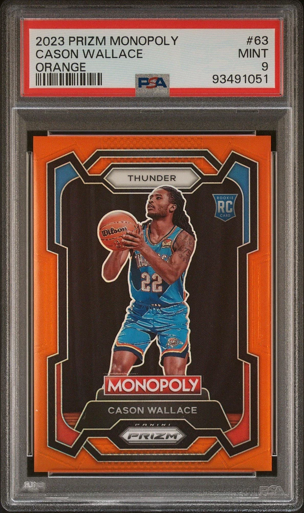 2023 Panini Prizm Monopoly 63 Cason Wallace Orange PSA 9
