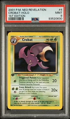 2001 Pokemon Neo Revelation 1st Edition 4 Crobat-holo PSA 9