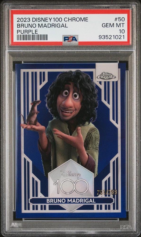 2023 Topps Chrome Disney100 50 Bruno Madrigal Purple PSA 10