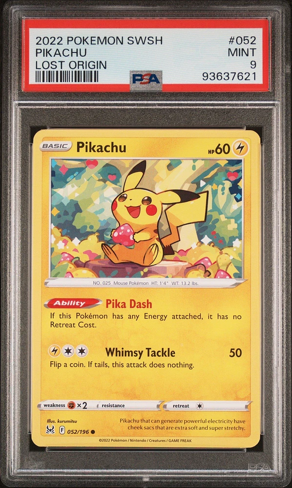 2022 Pokemon Sword & Shield Lost Origin 052 Pikachu PSA 9