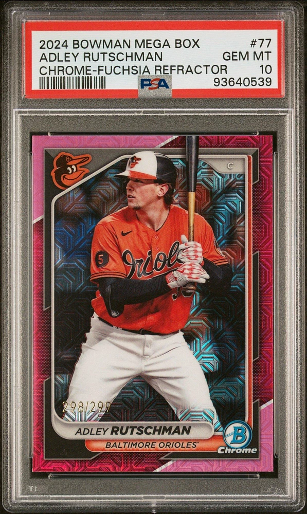 2024 Bowman Mega Box Chrome 77 Adley Rutschman Fuchsia Refractor PSA 10