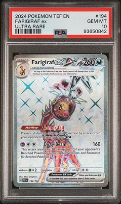 2024 Pokemon Tef En-temporal Forces 194 Farigiraf Ex Ultra Rare PSA 10