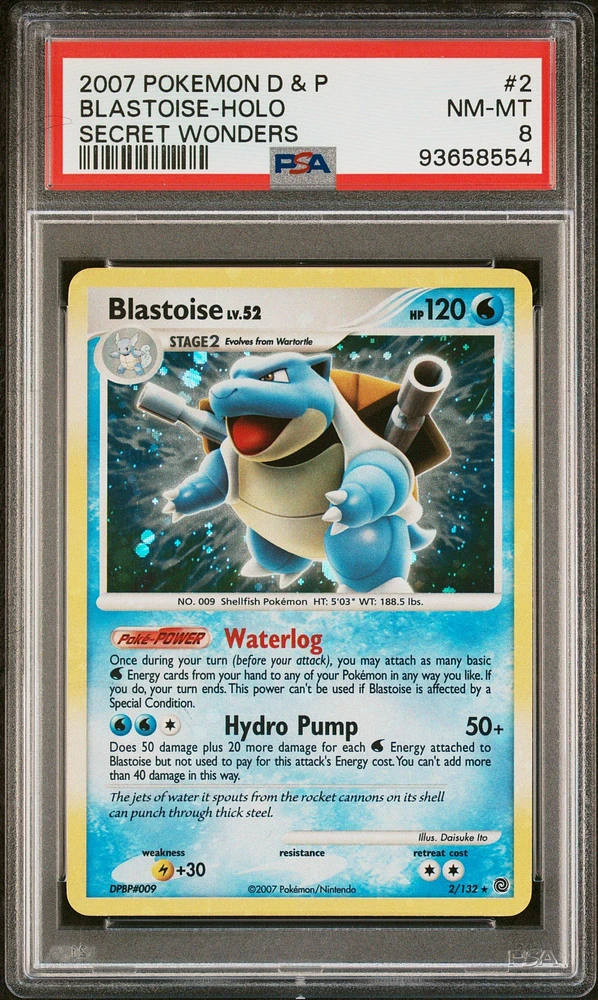 2007 Pokemon Diamond & Pearl Secret Wonders 2 Blastoise-holo PSA 8
