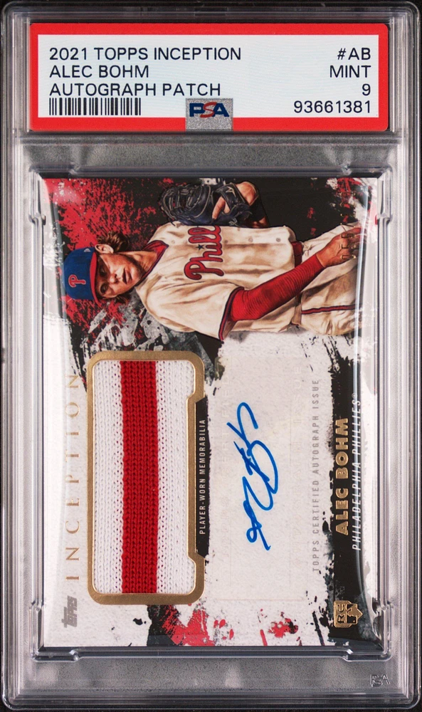 2021 Topps Inception Autograph Patch Ab Alec Bohm PSA 9