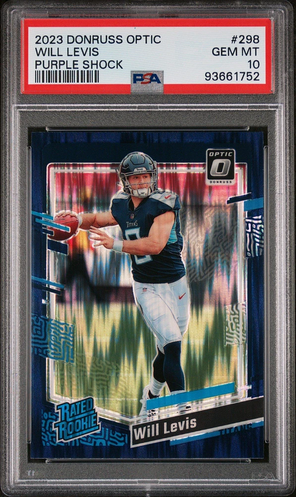 2023 Panini Donruss Optic 298 Will Levis Purple Shock PSA 10