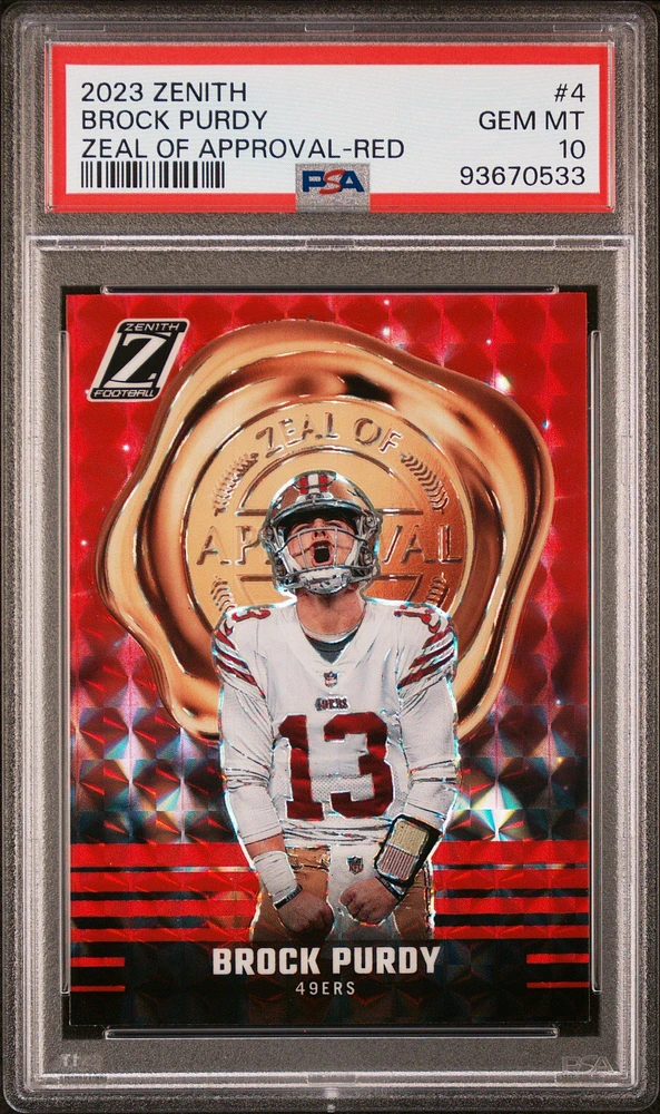 2023 Panini Zenith Zeal Of Approval 4 Brock Purdy Red PSA 10