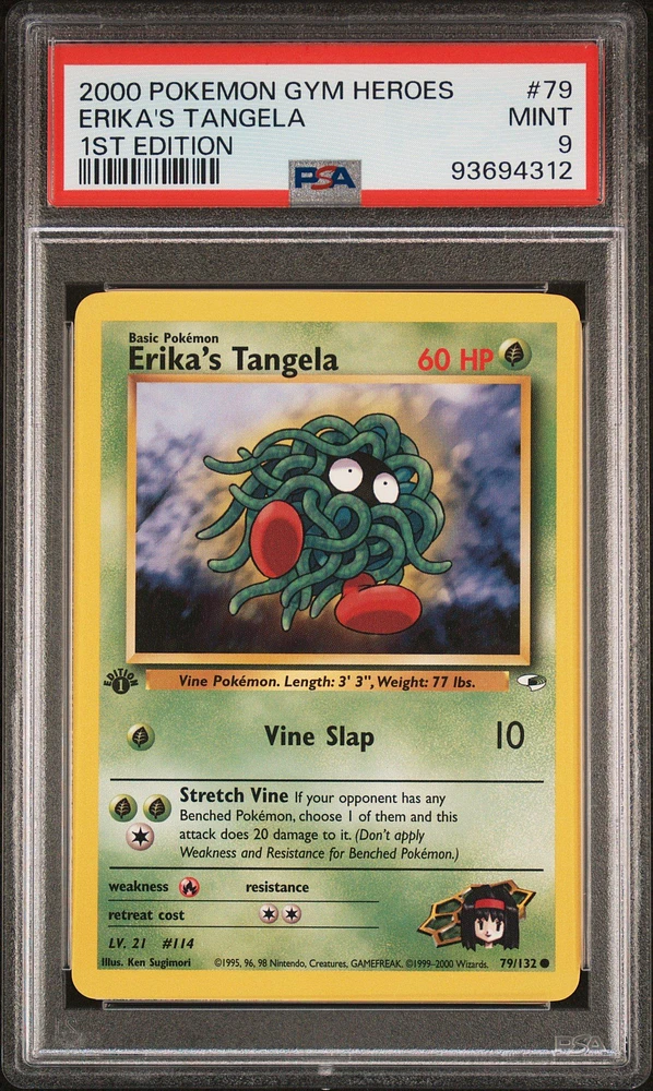2000 Pokemon Gym Heroes 79 Erika's Tangela 1st Edition PSA