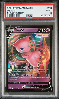 2021 Pokemon Sword & Shield Fusion Strike 113 Mew V PSA 9