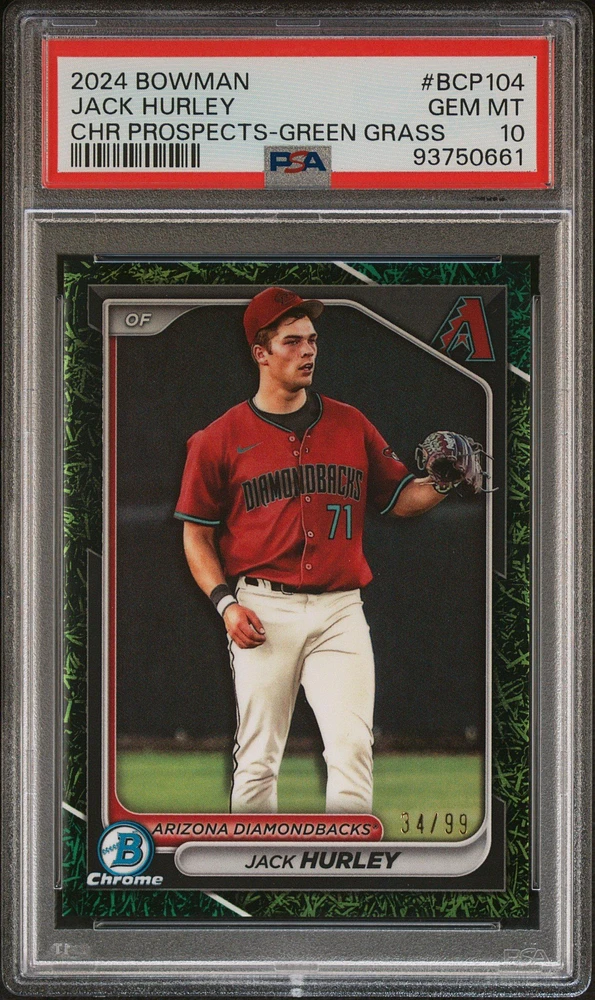 2024 Bowman Chrome Prospects Bcp104 Jack Hurley Green Grass Refractor PSA 10