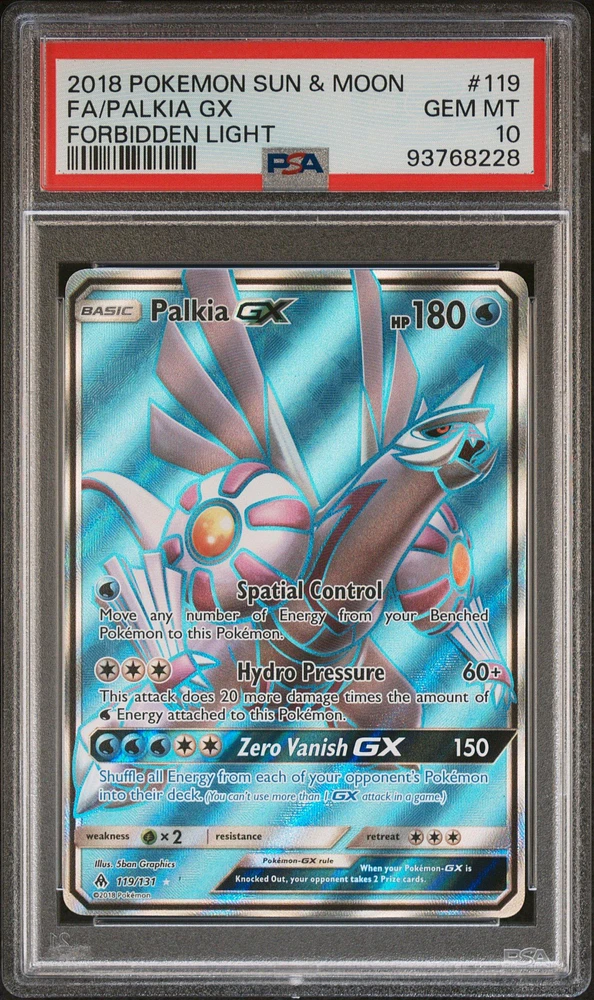 2018 Pokemon Sun & Moon Forbidden Light 119 Full Art/palkia Gx PSA