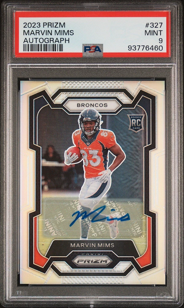 2023 Panini Prizm 327 Marvin Mims Autograph PSA 9