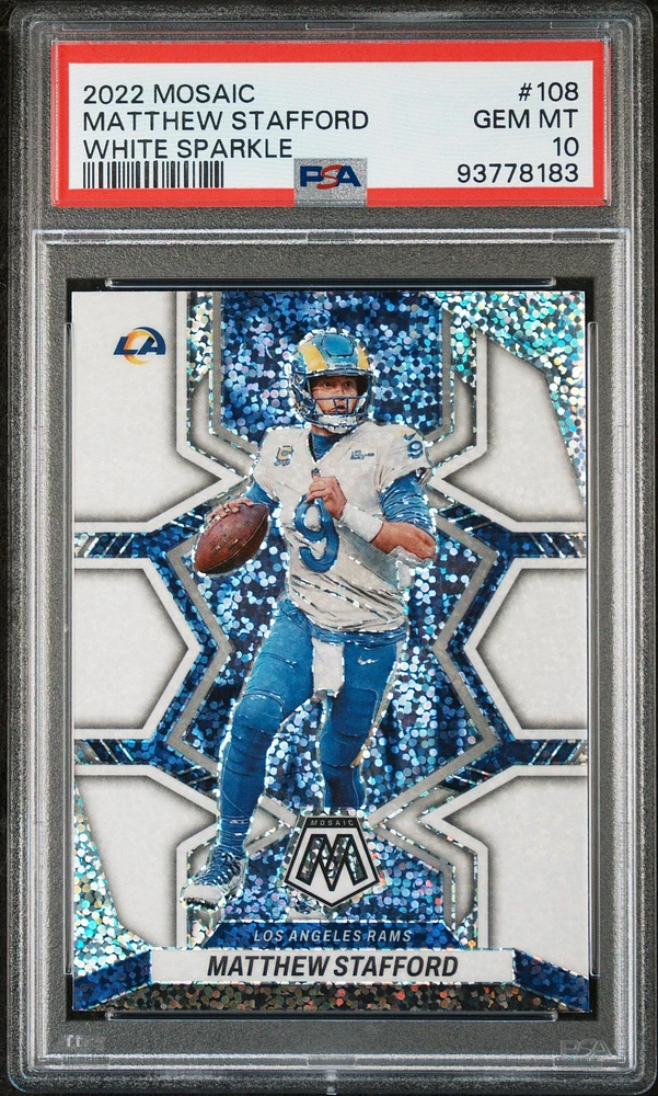 2022 Panini Mosaic 108 Matthew Stafford White Sparkle PSA 10