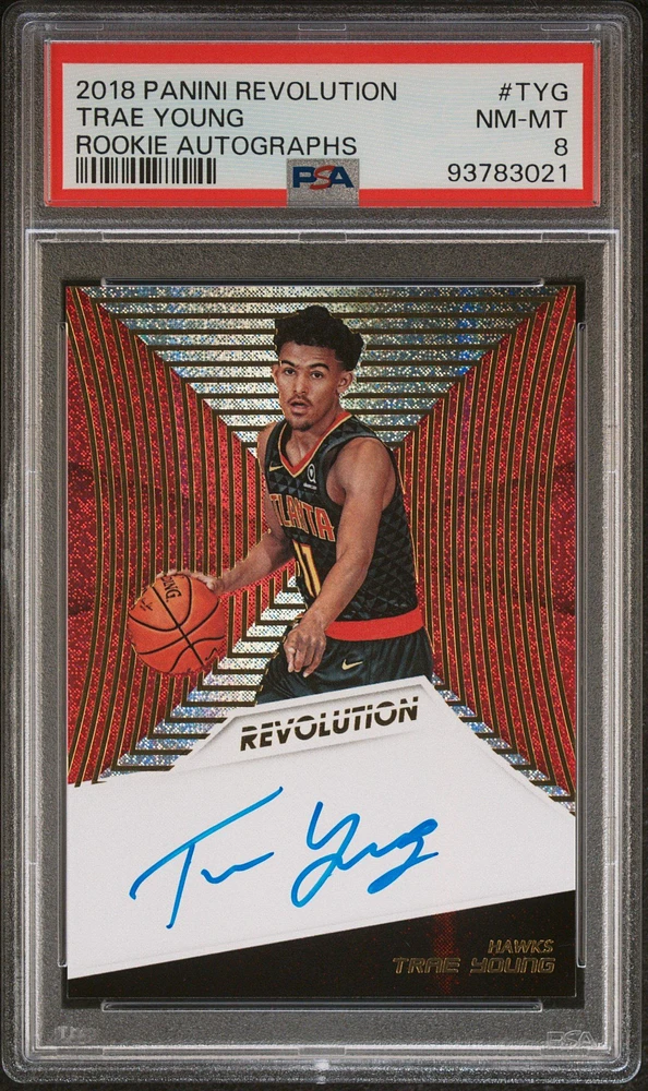 2018 Panini Revolution Rookie Autographs Tyg Trae Young PSA 8