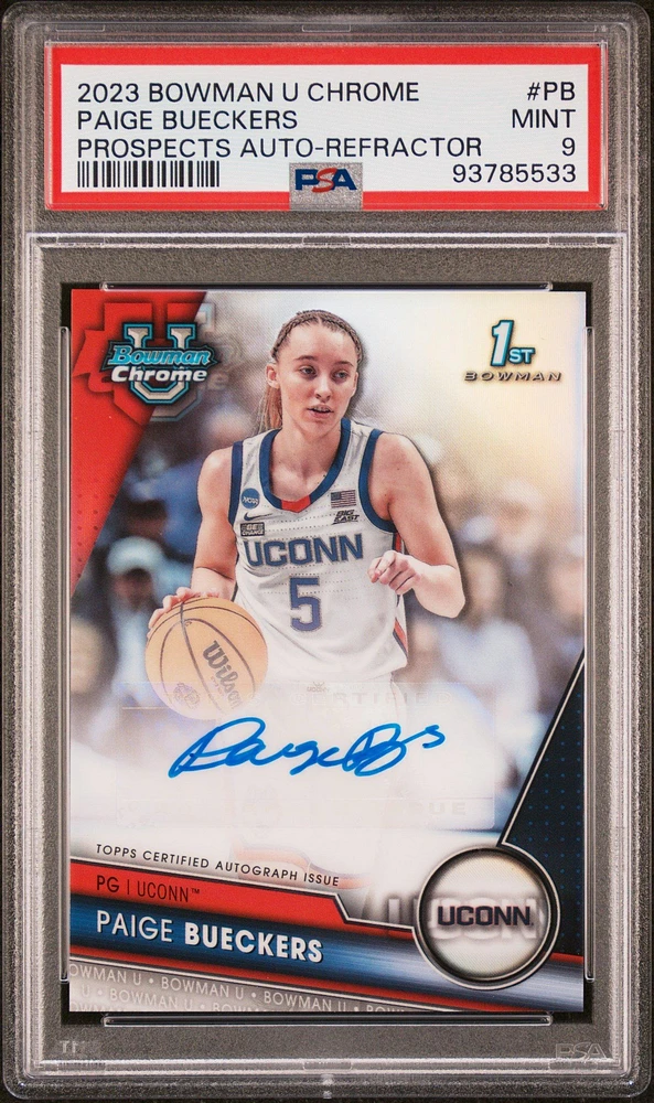 2023 Bowman University Chrome Bowman Chrome Prospects Autographs Pb Paige Bueckers Refractor PSA 9