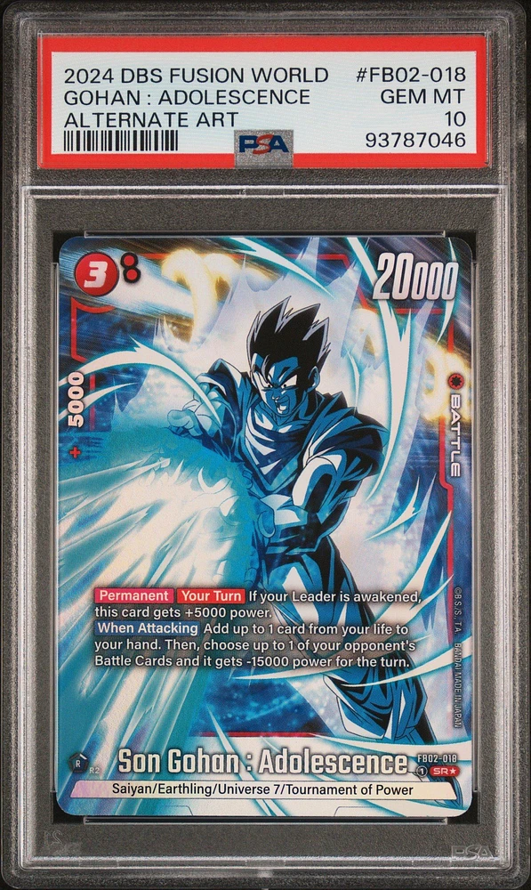 2024 Dragon Ball Super Card Game Fusion World Blazing Aura Fb02-018 Son Gohan : Adolescence Alternate Art PSA 10