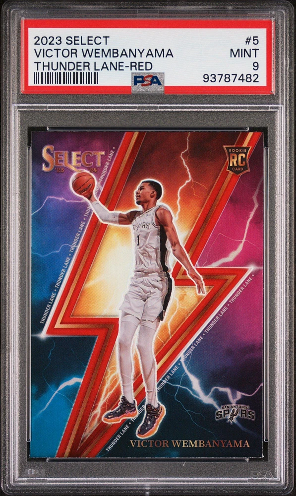 2023 Panini Select Thunder Lane 5 Victor Wembanyama Red Prizm PSA 9