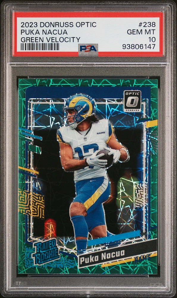 2023 Panini Donruss Optic 238 Puka Nacua Green Velocity PSA 10