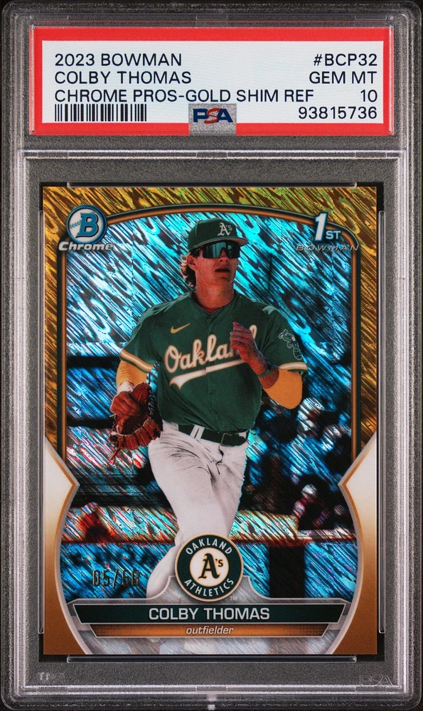 2023 Bowman Chrome Prospects Bcp32 Colby Thomas Gold Shimmer Refractor PSA 10