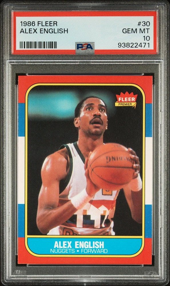 1986 Fleer 30 Alex English PSA 10