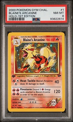 2000 Pokemon Gym Challenge 1 Blaine's Arcanine Holo-1st Edition PSA 8