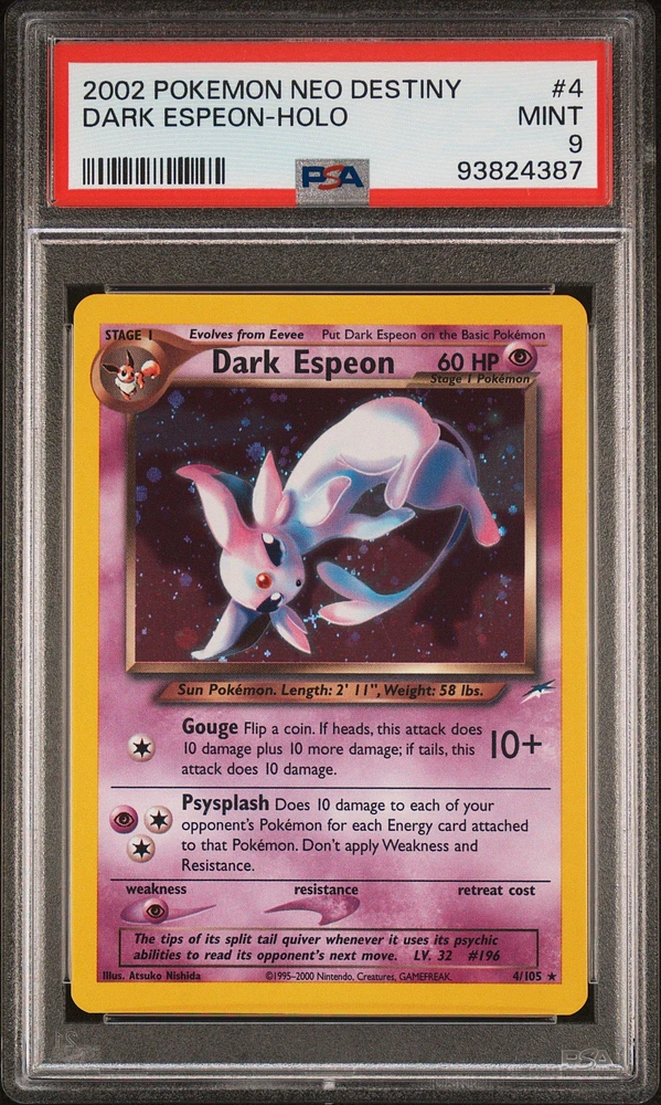 2002 Pokemon Neo Destiny 4 Dark Espeon-holo PSA 9