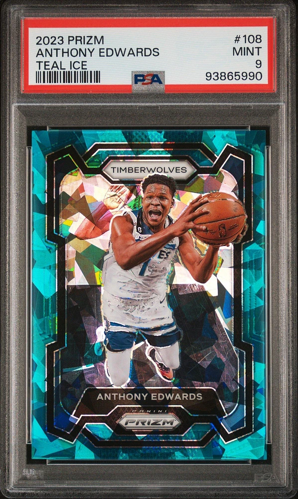 2023 Panini Prizm 108 Anthony Edwards Teal Ice PSA 9