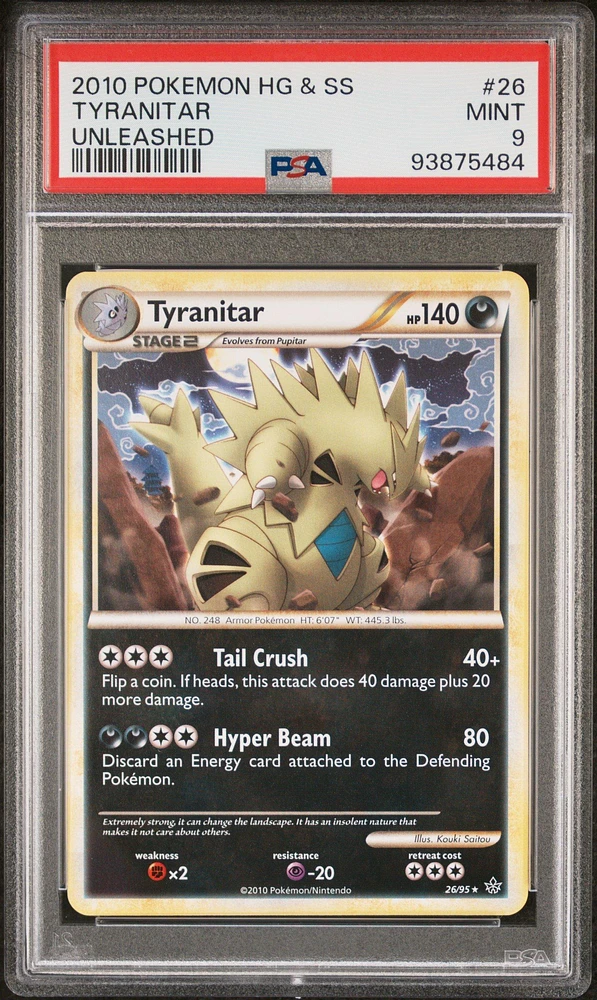 2010 Pokemon Heartgold & Soulsilver Unleashed 26 Tyranitar PSA 9