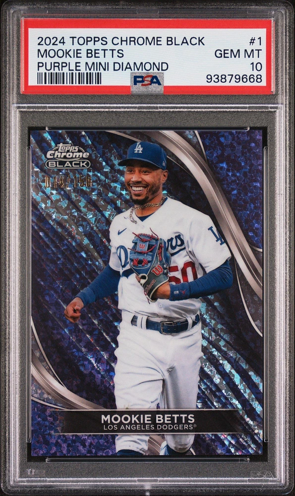 2024 Topps Chrome Black 1 Mookie Betts Purple Mini Diamond Refractor PSA 10