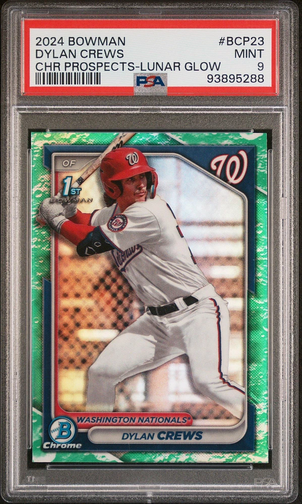 2024 Bowman Chrome Prospects Bcp23 Dylan Crews Lunar Glow Refractor PSA 9
