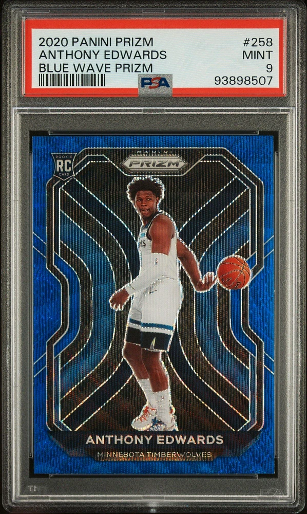 2020 Panini Prizm 258 Anthony Edwards Blue Wave Prizm PSA 9