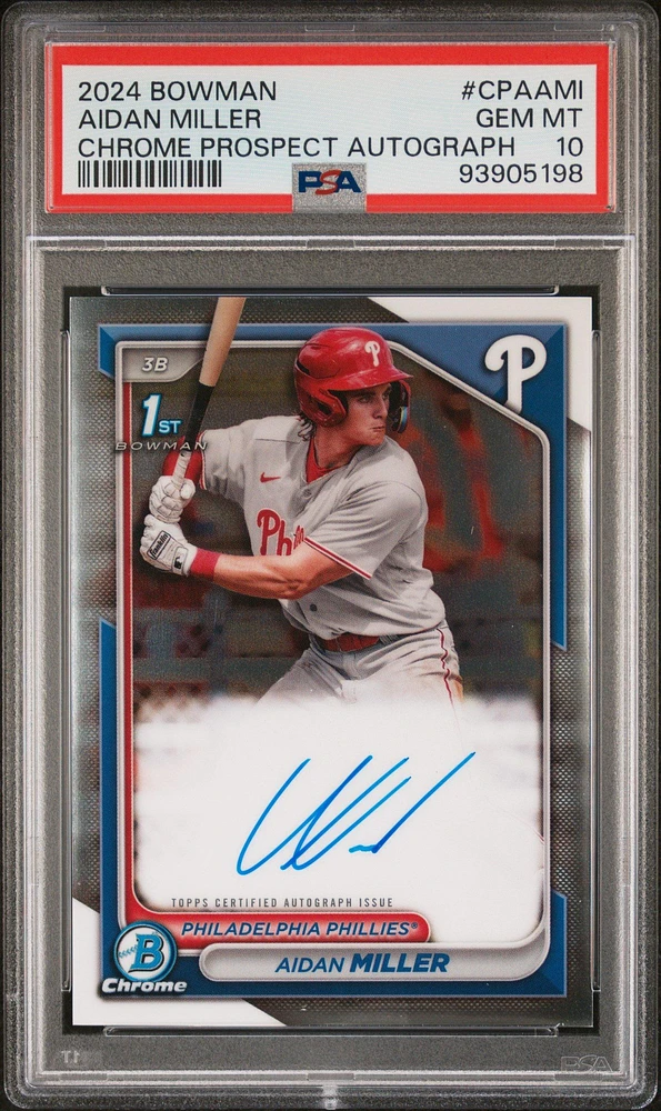 2024 Bowman Chrome Prospect Autographs Cpaami Aidan Miller PSA 10