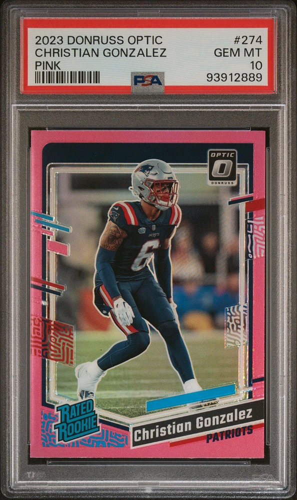 2023 Panini Donruss Optic 274 Christian Gonzalez Pink PSA 10