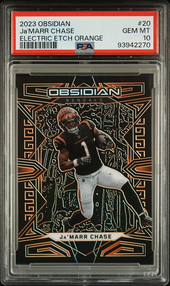 2023 Panini Obsidian 20 Ja'marr Chase Electric Etch Orange PSA 10
