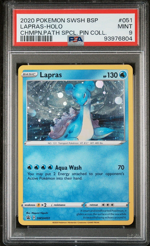 2020 Pokemon Swsh Black Star Promo 051 Lapras-holo Champion's Path Special Pin Collection PSA 9