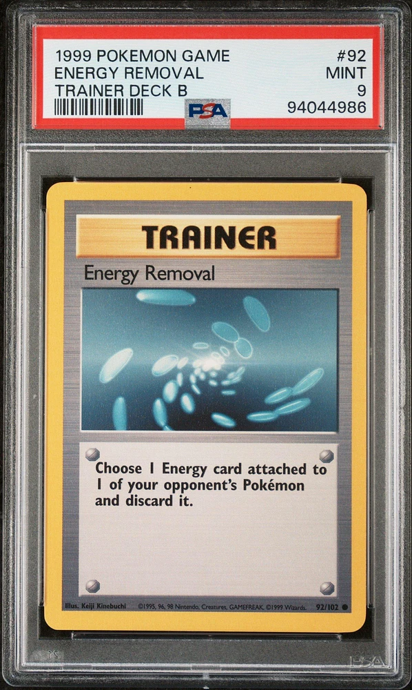 1999 Pokemon Game 92 Energy Removal Trainer Deck B PSA 9