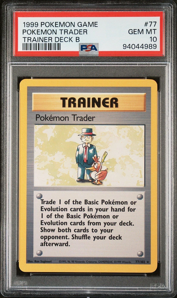 1999 Pokemon Game 77 Pokemon Trader Trainer Deck B PSA 10