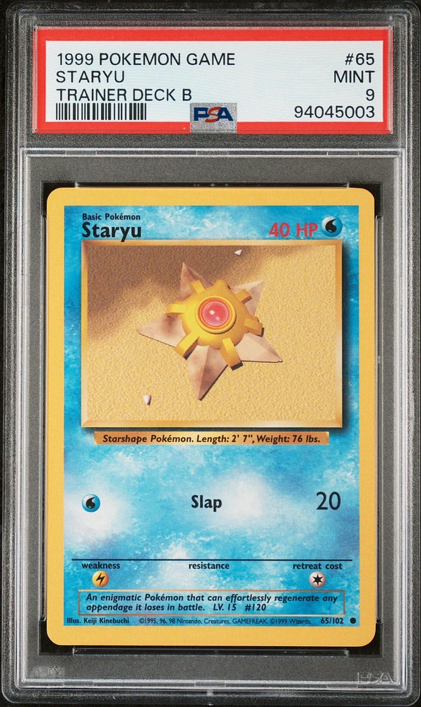 1999 Pokemon Game 65 Staryu Trainer Deck B PSA 9