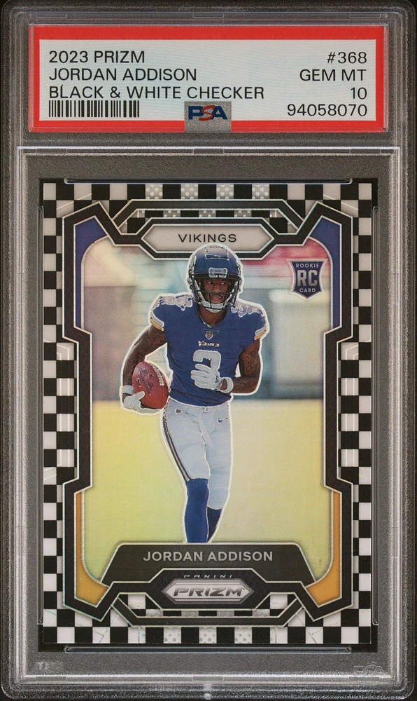 2023 Panini Prizm 368 Jordan Addison Black & White Checker PSA 10
