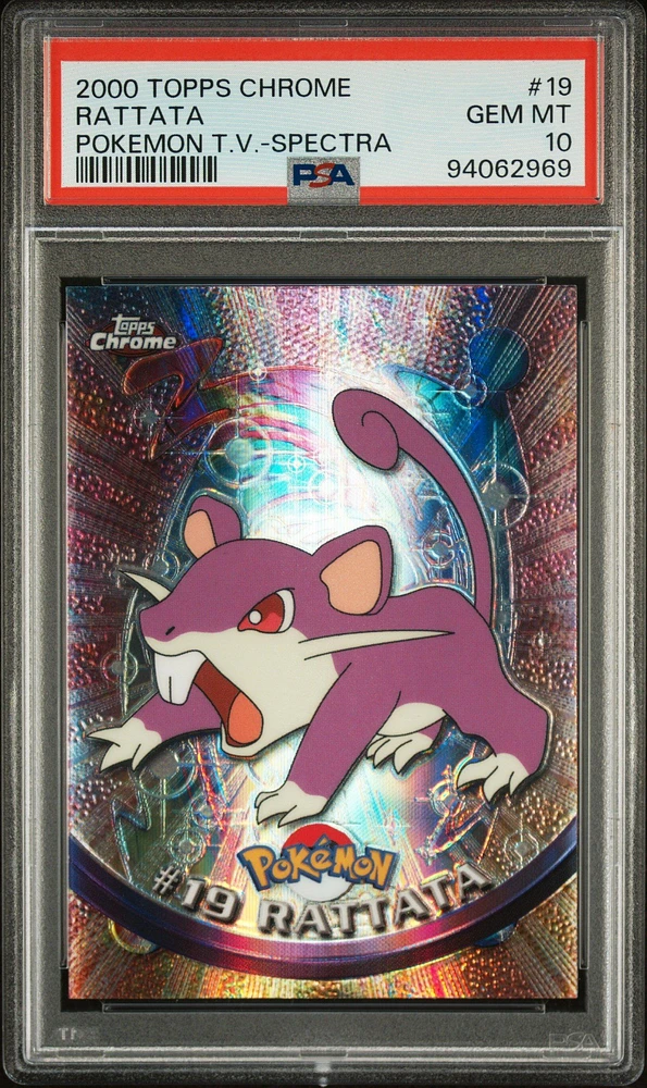 2000 Topps Chrome Pokemon T.v. 19 Rattata Spectra PSA 10