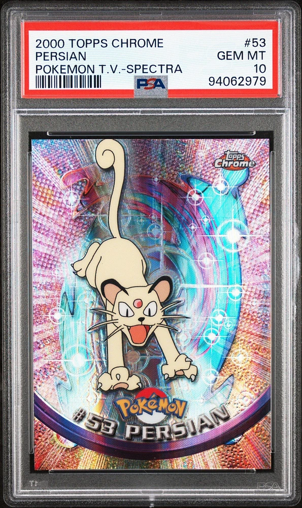 2000 Topps Chrome Pokemon T.v. 53 Persian Spectra PSA 10