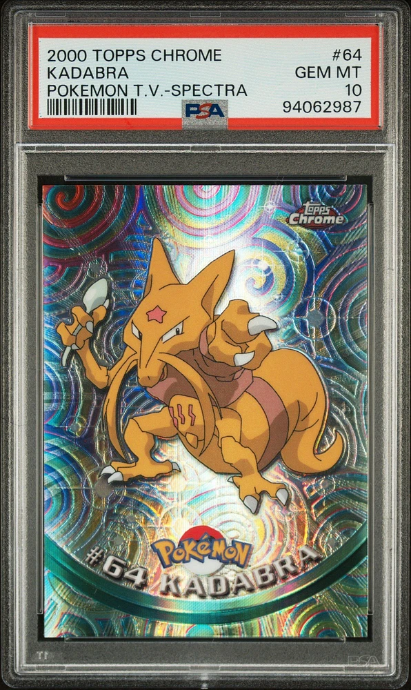 2000 Topps Chrome Pokemon T.v. 64 Kadabra Spectra PSA 10