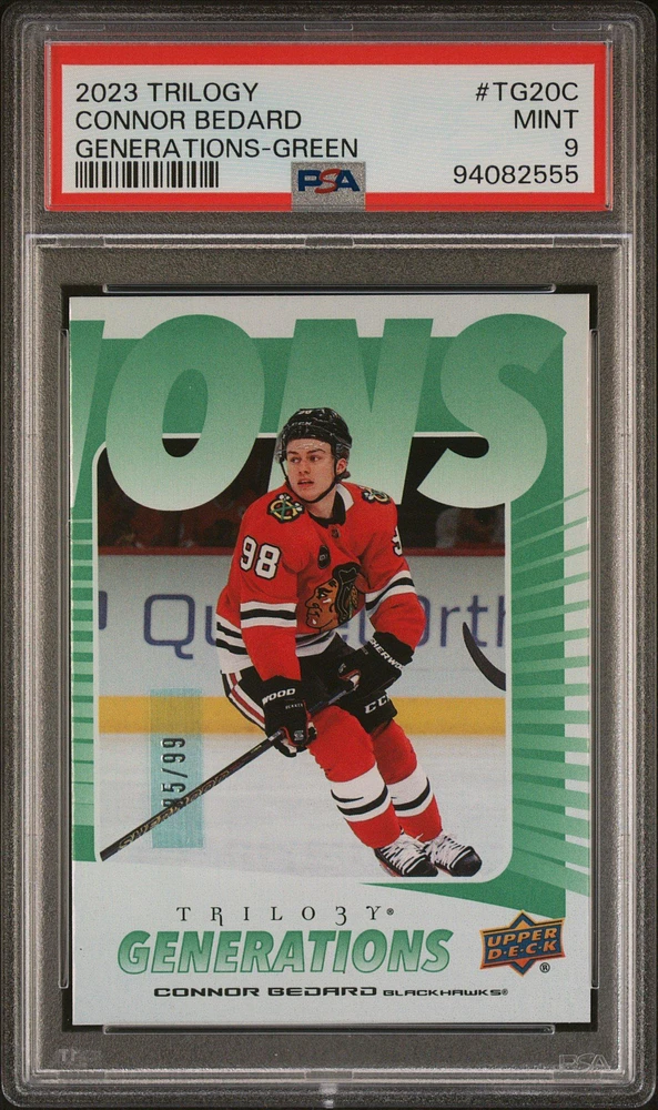 2023 Upper Deck Trilogy Generations Tg20c Connor Bedard Green PSA 9