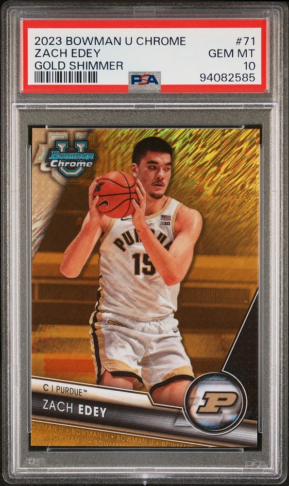 2023 Bowman University Chrome 71 Zach Edey Gold Shimmer PSA 10