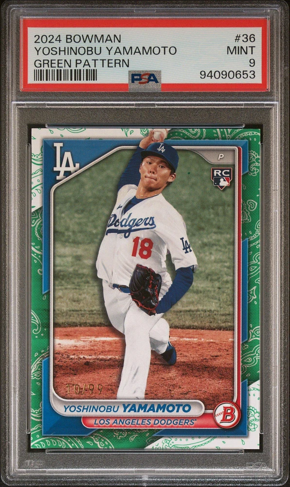 2024 Bowman 36 Yoshinobu Yamamoto Green Pattern PSA 9
