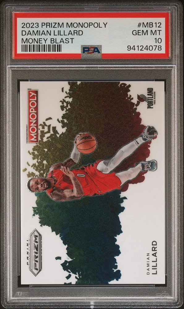 2023 Panini Prizm Monopoly Money Blast Mb12 Damian Lillard PSA 10