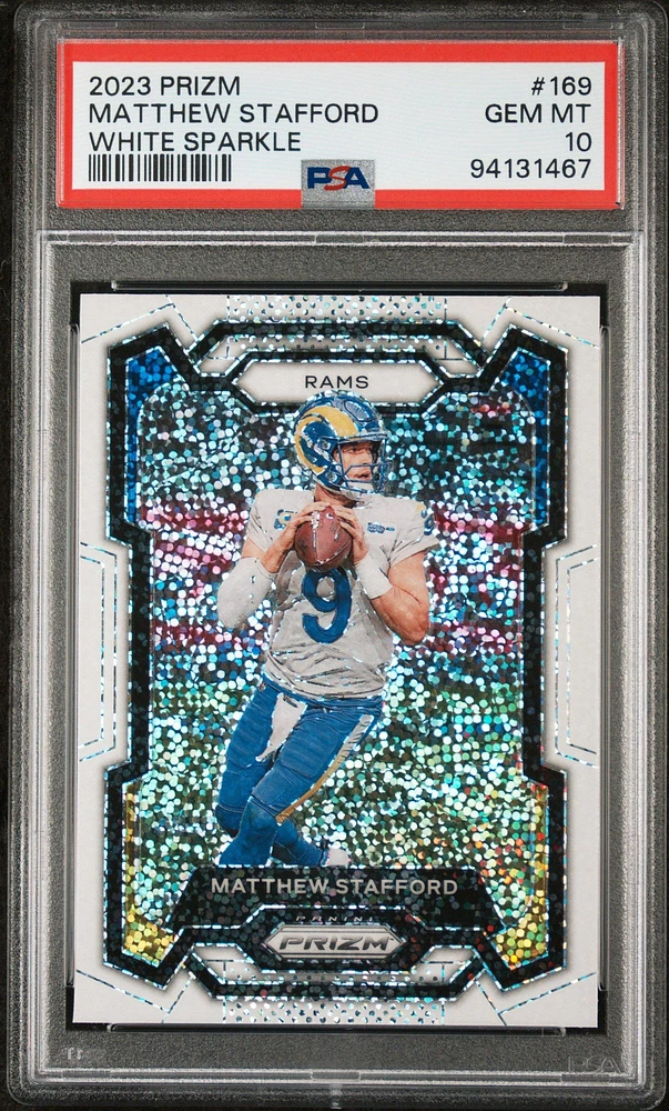2023 Panini Prizm 169 Matthew Stafford White Sparkle PSA 10