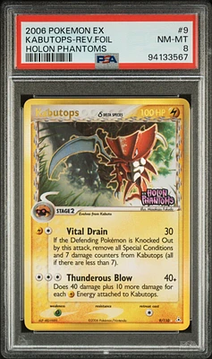 2006 Pokemon Ex Holon Phantoms 9 Kabutops-reverse Foil PSA 8