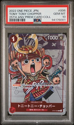 2022 One Piece Japanese 25th Anniversary Premium Card Collection 006 Tony Tony Chopper PSA 10