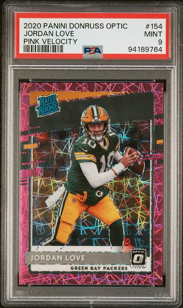 2020 Panini Donruss Optic 154 Jordan Love Pink Velocity PSA 9